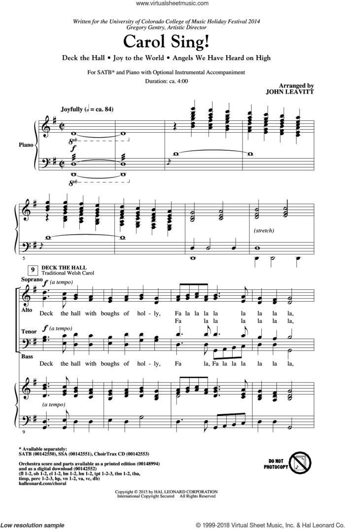 Carol Sing! sheet music for choir (SATB: soprano, alto, tenor, bass) by John Leavitt, James Chadwick and Miscellaneous, intermediate skill level
