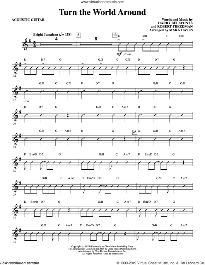 Turn the World Around (complete set of parts) sheet music for orchestra/band by Mark Hayes, Harry Belafonte and Robert Freedman, intermediate skill level