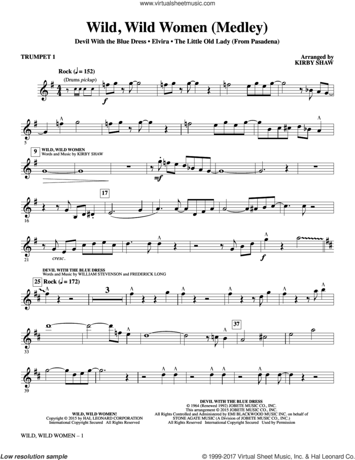 Wild, Wild Women (complete set of parts) sheet music for orchestra/band by Kirby Shaw, Frederick Long, Mitch Ryder and William Stevenson, intermediate skill level