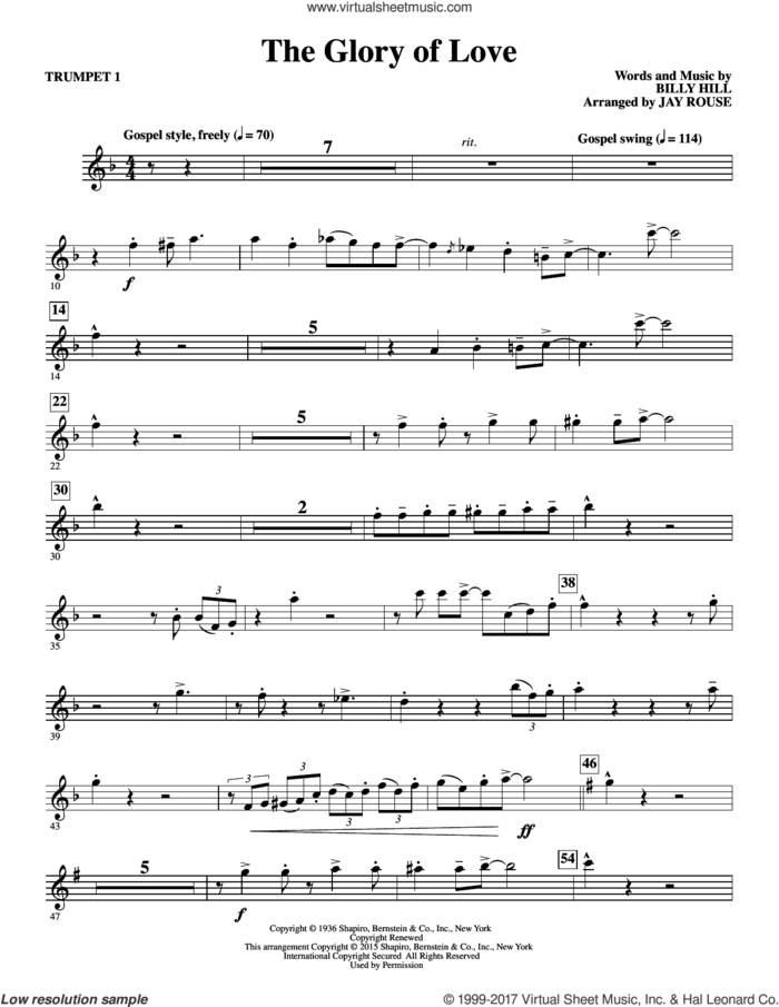 The Glory of Love (complete set of parts) sheet music for orchestra/band by Peggy Lee, Billy Hill, Count Basie, Jay Rouse, Jimmy Durante and The Platters, intermediate skill level