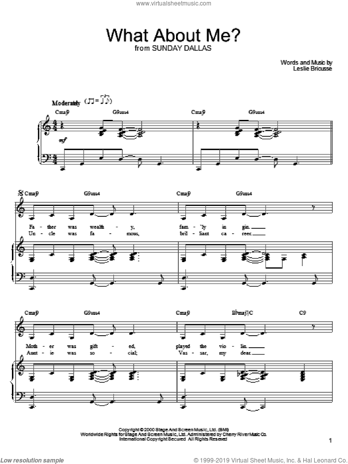 What About Me? sheet music for voice, piano or guitar by Leslie Bricusse, intermediate skill level