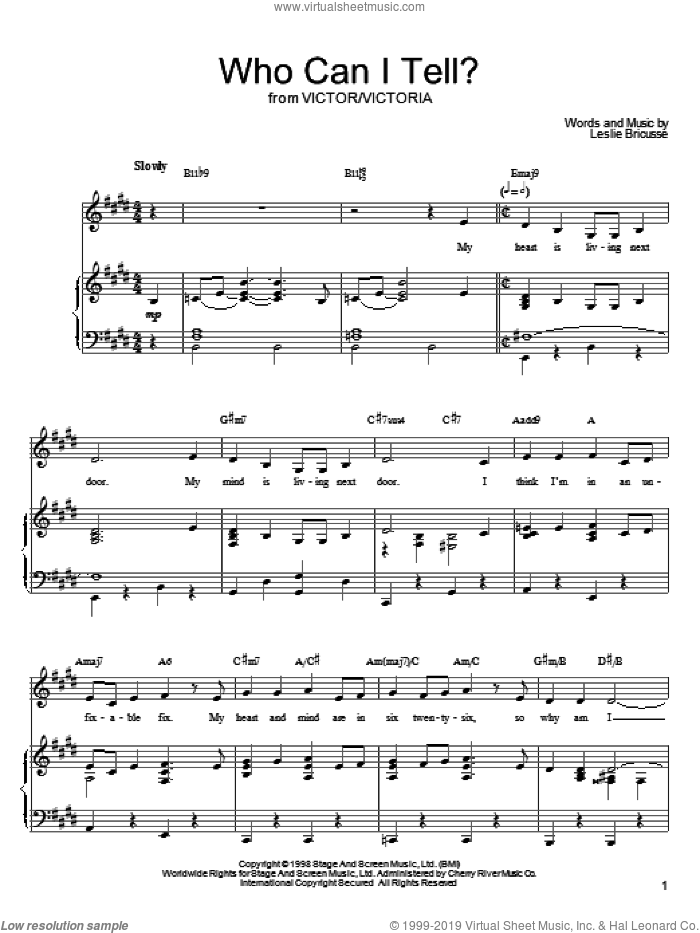 Who Can I Tell? sheet music for voice, piano or guitar by Leslie Bricusse, intermediate skill level