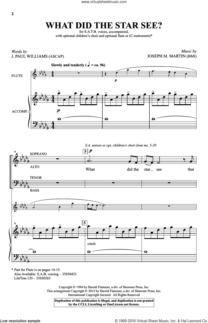 What Did The Star See? sheet music for choir (SATB: soprano, alto, tenor, bass) by Joseph M. Martin and J. Paul Williams, intermediate skill level