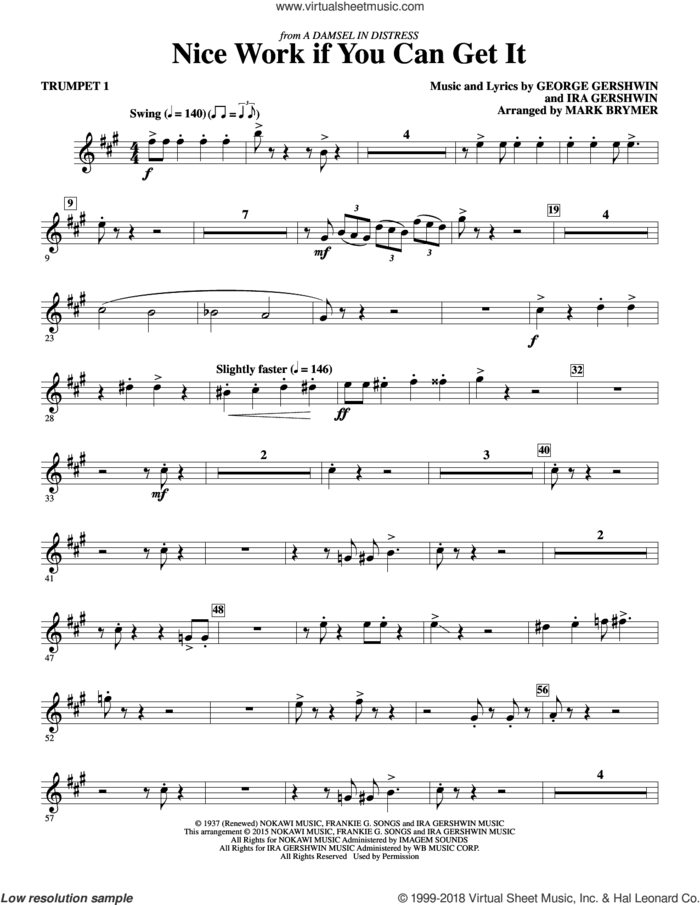 Nice Work If You Can Get It (complete set of parts) sheet music for orchestra/band by Frank Sinatra, George Gershwin, Ira Gershwin and Mark Brymer, intermediate skill level