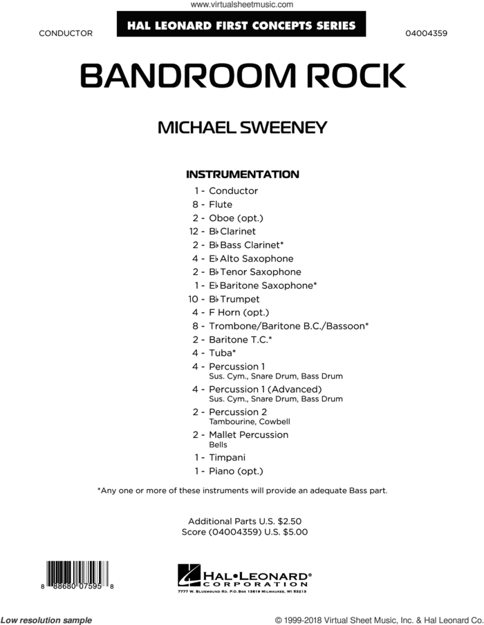 Bandroom Rock (COMPLETE) sheet music for concert band by Michael Sweeney, intermediate skill level