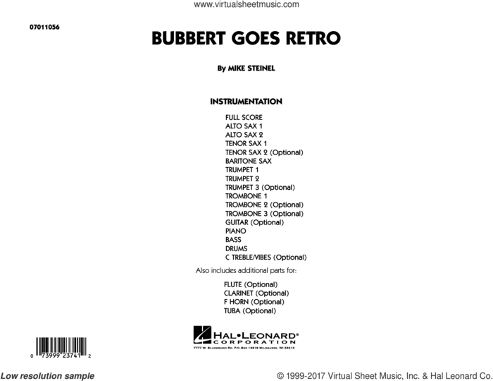 Bubbert Goes Retro (COMPLETE) sheet music for jazz band by Mike Steinel, intermediate skill level