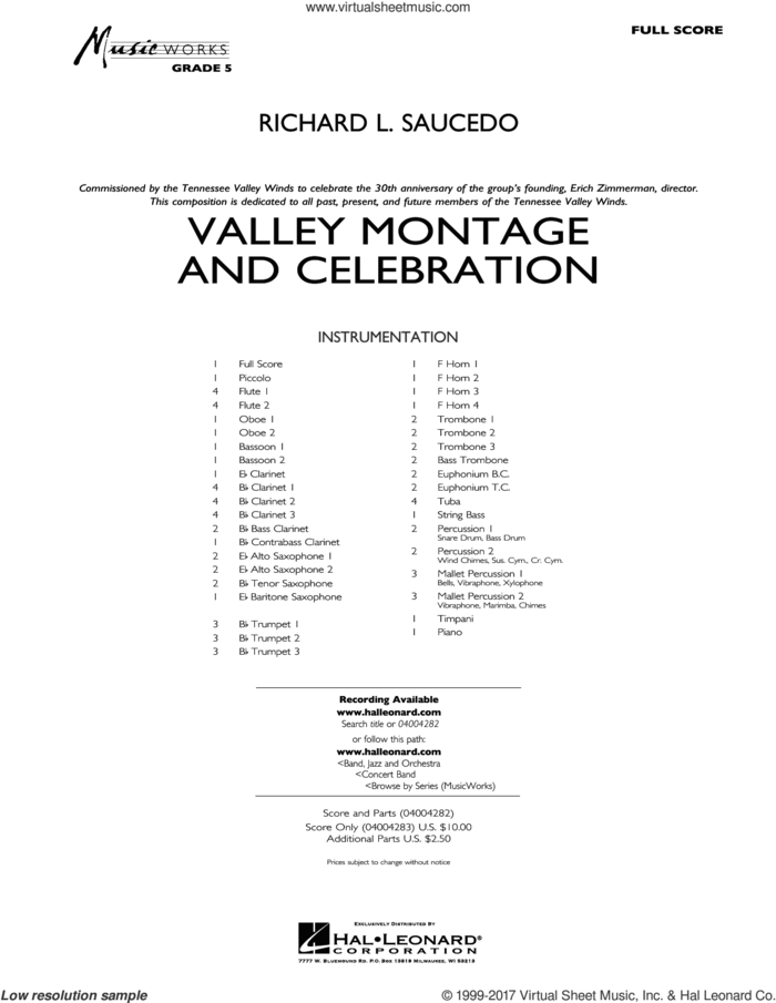 Valley Montage and Celebration (COMPLETE) sheet music for concert band by Richard L. Saucedo, intermediate skill level