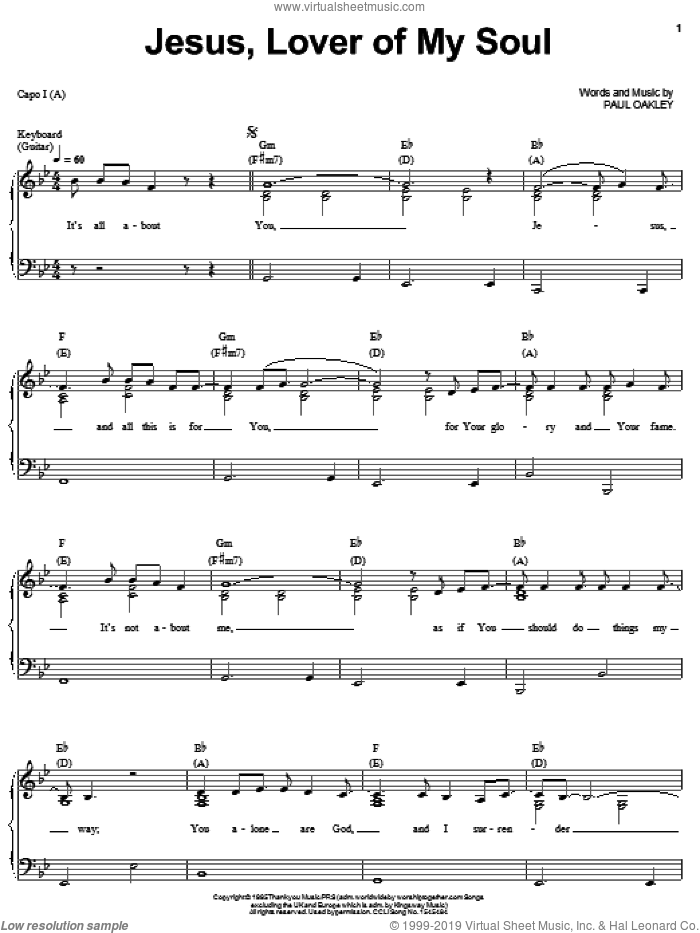 Jesus, Lover Of My Soul sheet music for voice, piano or guitar by Passion Band and Paul Oakley, intermediate skill level