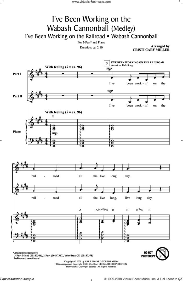 I've Been Working On The Wabash Cannonball sheet music for choir (2-Part) by Cristi Cary Miller and Miscellaneous, intermediate duet