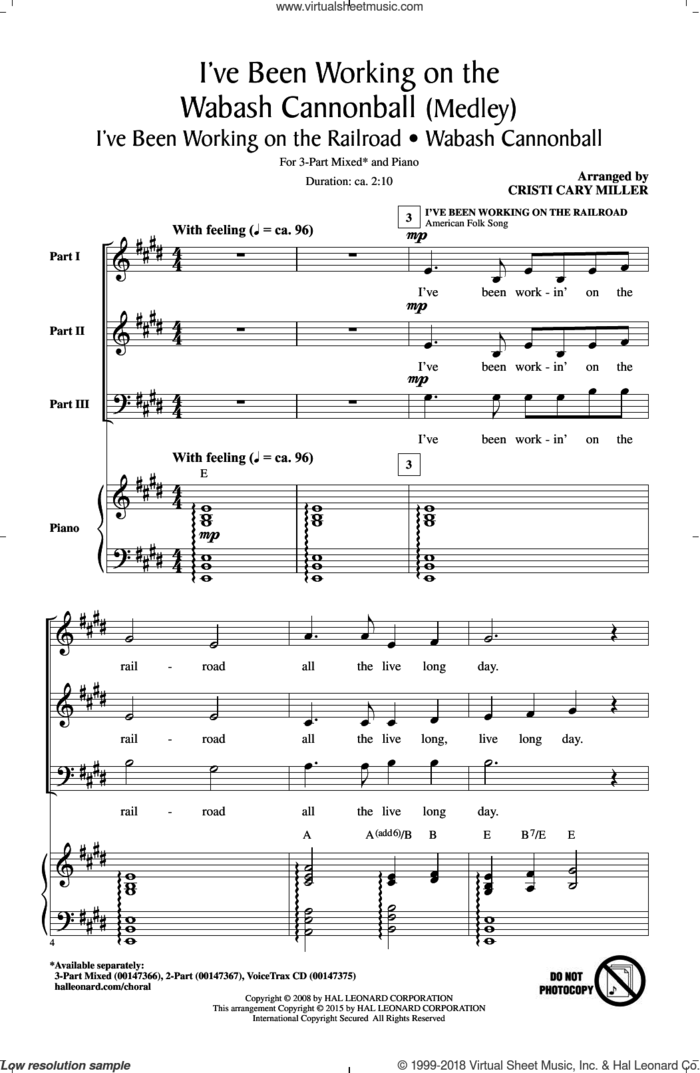 I've Been Working On The Wabash Cannonball sheet music for choir (3-Part Mixed) by Cristi Cary Miller and Miscellaneous, intermediate skill level