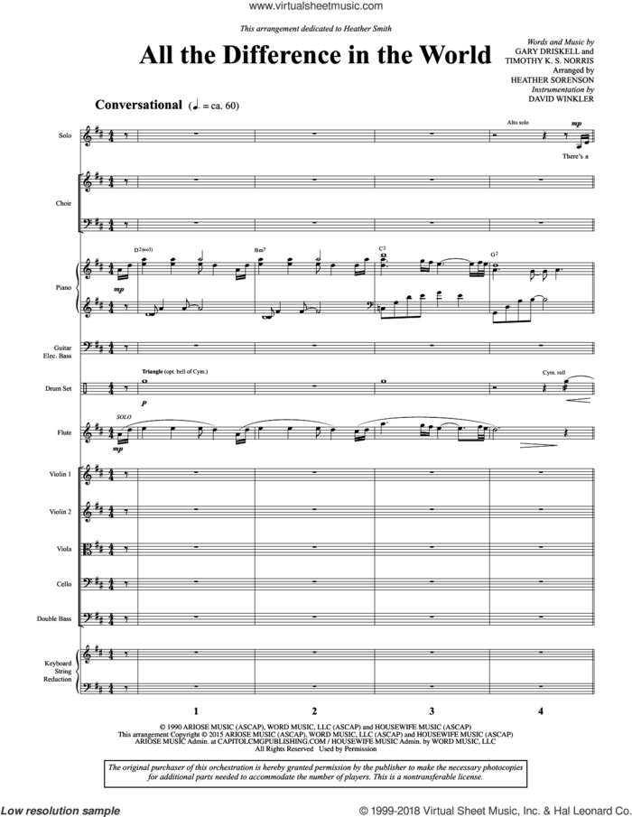 All the Difference in the World (COMPLETE) sheet music for orchestra/band by Heather Sorenson, Gary Driskell and Timothy K.S. Norris, intermediate skill level