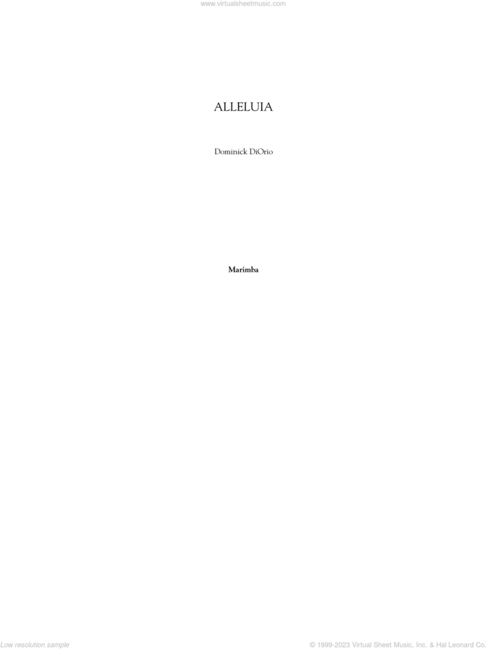 Alleluia sheet music for orchestra/band (marimba) by Dominick Diorio, classical score, intermediate skill level