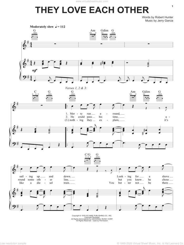 They Love Each Other sheet music for voice, piano or guitar by Grateful Dead, Jerry Garcia and Robert Hunter, intermediate skill level