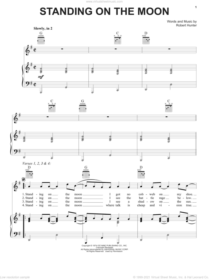 Standing On The Moon sheet music for voice, piano or guitar by Grateful Dead and Robert Hunter, intermediate skill level