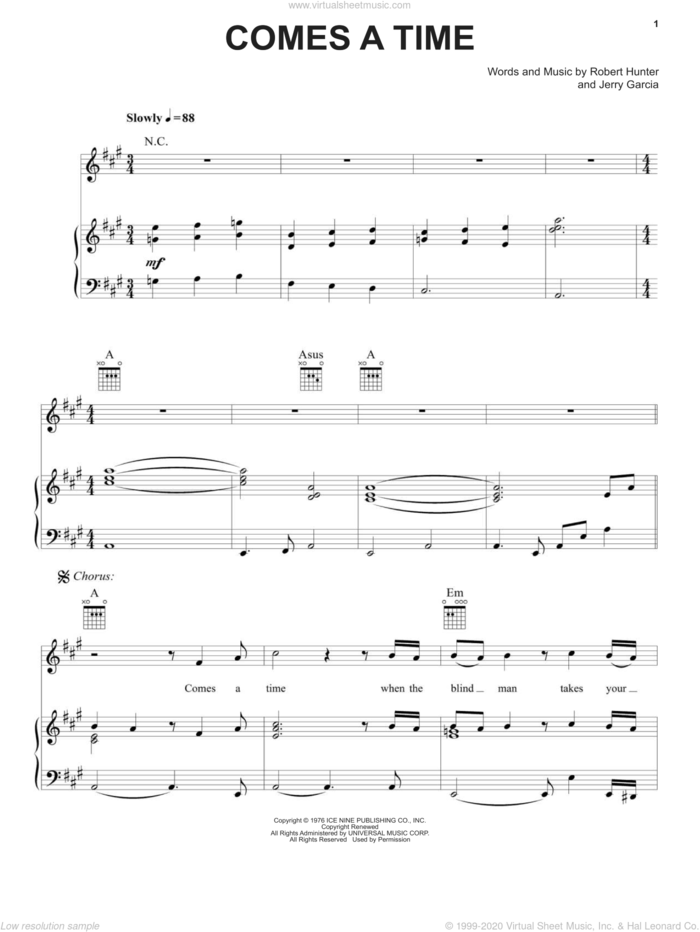 Comes A Time sheet music for voice, piano or guitar by Grateful Dead, Jerry Garcia and Robert Hunter, intermediate skill level