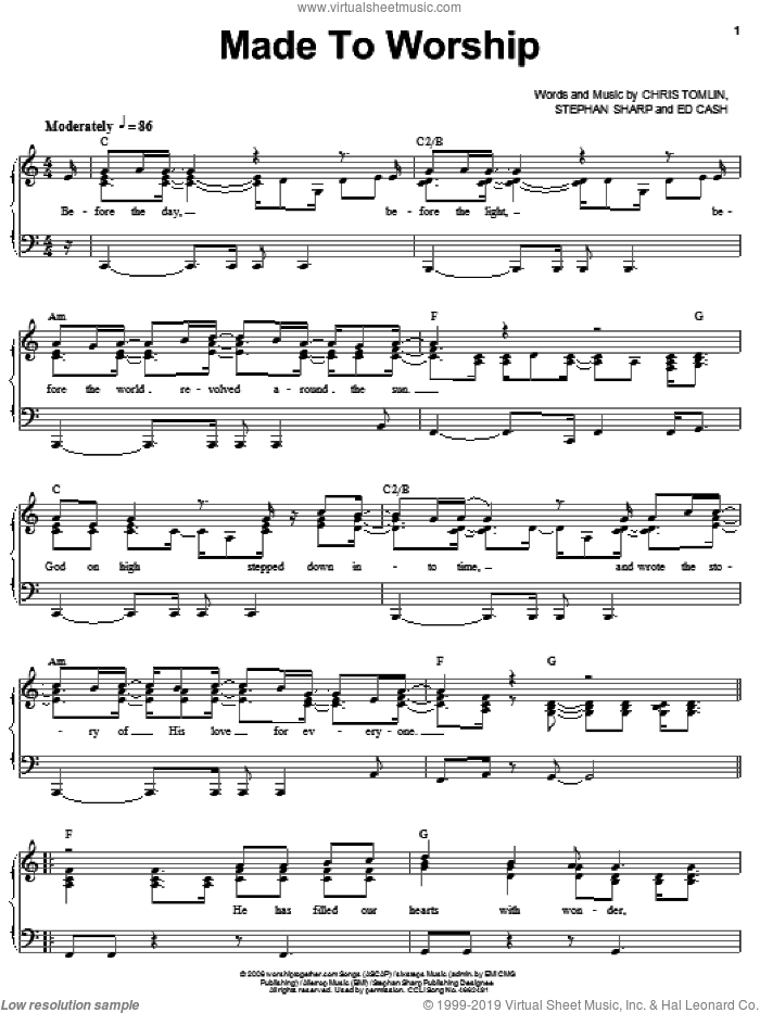 Made To Worship sheet music for voice, piano or guitar by Chris Tomlin, Ed Cash and Stephan Sharp, intermediate skill level