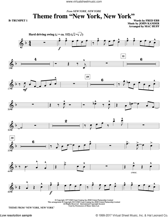 Theme from 'New York, New York' (complete set of parts) sheet music for orchestra/band by Frank Sinatra, Fred Ebb, John Kander, Liza Minnelli and Mac Huff, intermediate skill level