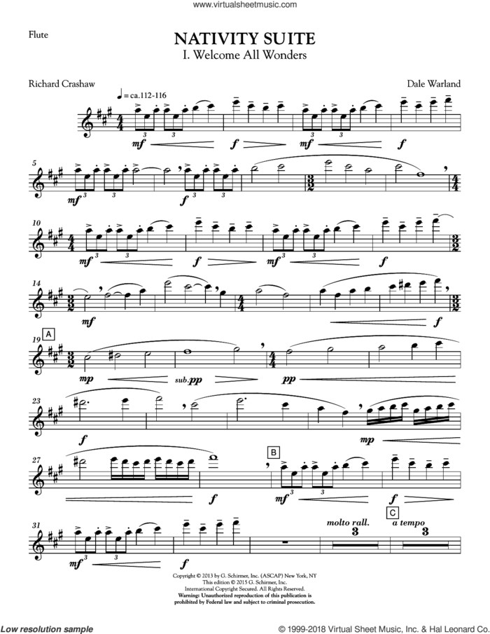 Nativity Suite (complete set of parts) sheet music for orchestra/band by Dale Warland, intermediate skill level
