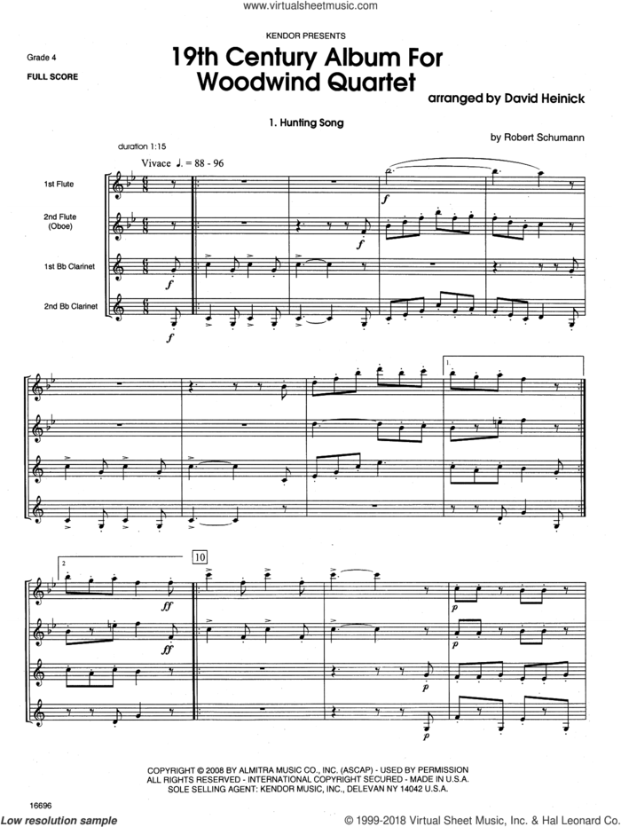 19th Century Album For Woodwind Quartet (COMPLETE) sheet music for wind quartet by David Heinick, classical score, intermediate skill level