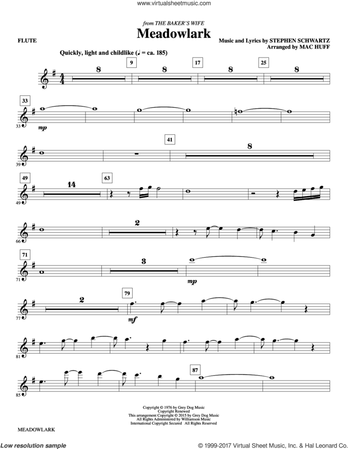 Meadowlark (complete set of parts) sheet music for orchestra/band by Mac Huff and Stephen Schwartz, intermediate skill level