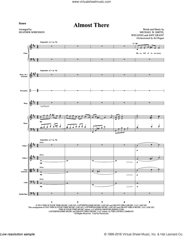 Almost There (COMPLETE) sheet music for orchestra/band by Heather Sorenson, Amy Grant, Michael W. Smith and Wes King, intermediate skill level