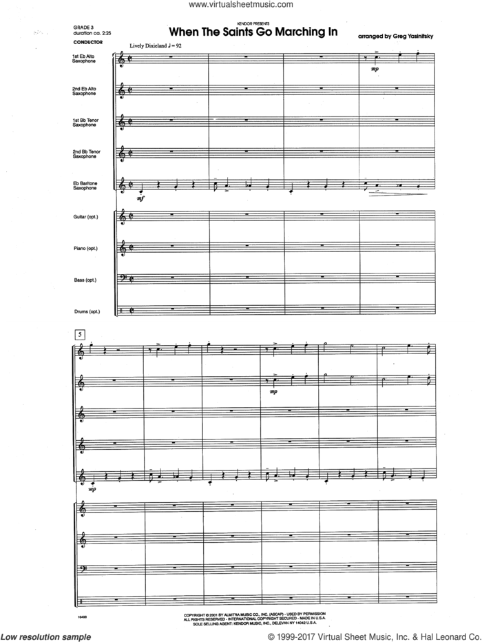 When the Saints Go Marching In (COMPLETE) sheet music for band by Gregory Yasinitsky, intermediate skill level