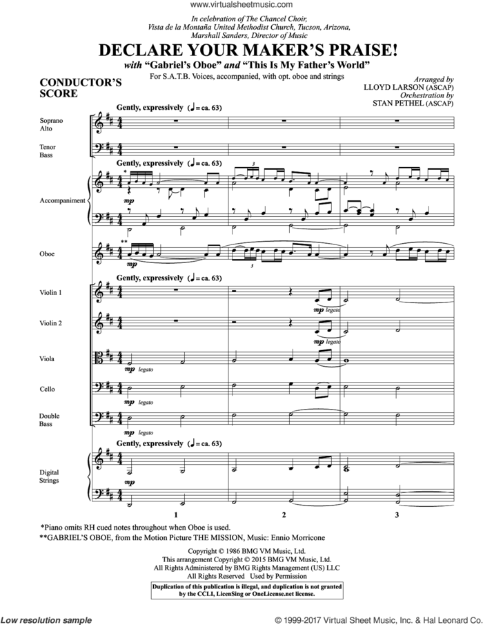 Declare Your Maker's Praise! (COMPLETE) sheet music for orchestra/band by Ennio Morricone and Lloyd Larson, intermediate skill level