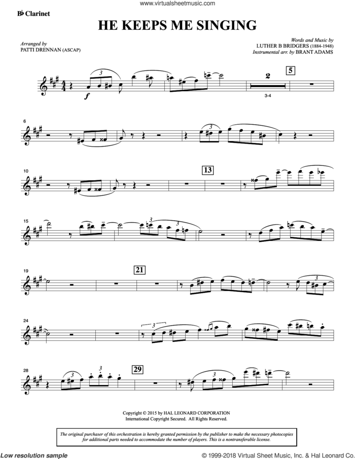 He Keeps Me Singing (complete set of parts) sheet music for orchestra/band by Luther B. Bridgers, intermediate skill level