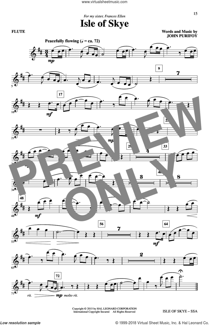 Isle Of Skye sheet music for choir (SSA: soprano, alto) by John Purifoy, intermediate skill level