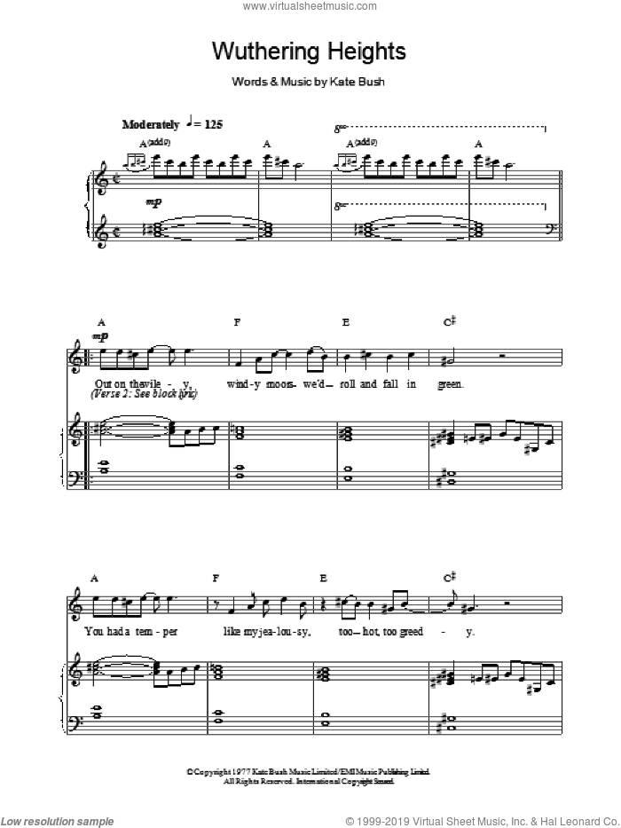 Kate Bush Hits (complete set of parts) sheet music for voice, piano or guitar by Kate Bush and Hayley Westenra, intermediate skill level