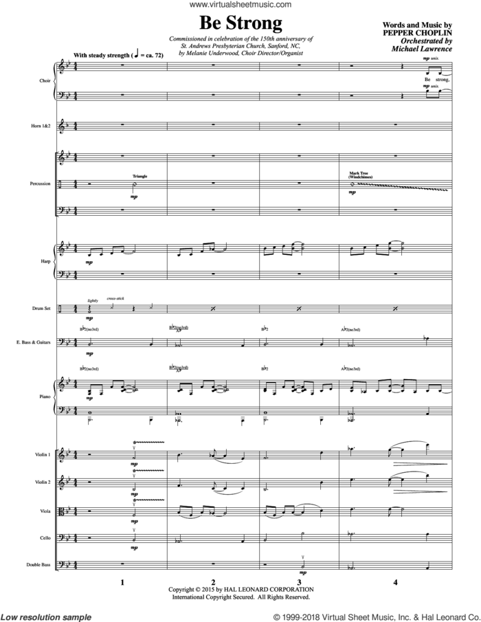 Be Strong (COMPLETE) sheet music for orchestra/band by Pepper Choplin, intermediate skill level