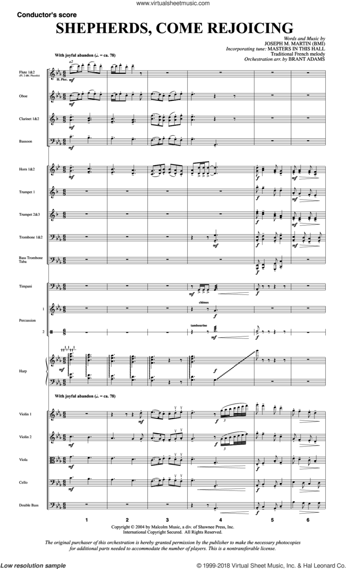 Shepherds, Come Rejoicing (from Voices Of Christmas) (COMPLETE) sheet music for orchestra/band by Joseph M. Martin, intermediate skill level