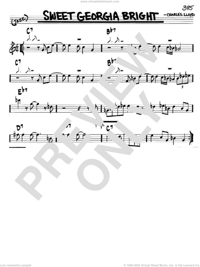 Sweet Georgia Bright sheet music for voice and other instruments (in C) by Charles Lloyd, intermediate skill level