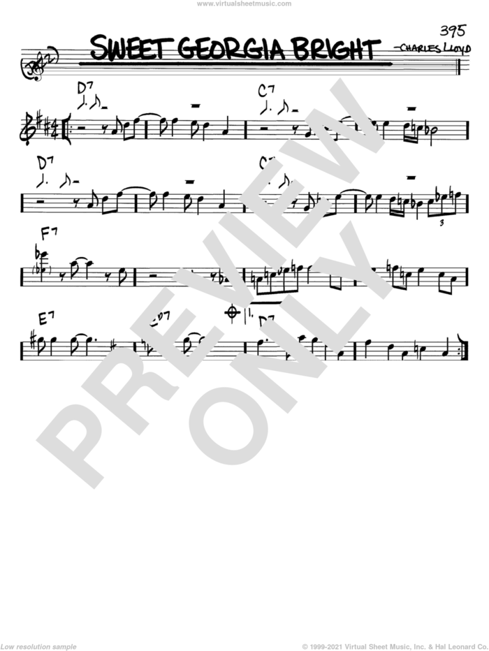 Sweet Georgia Bright sheet music for voice and other instruments (in Bb) by Charles Lloyd, intermediate skill level