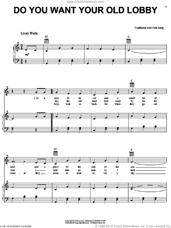 Do You Want Your Old Lobby sheet music for voice, piano or guitar, intermediate skill level