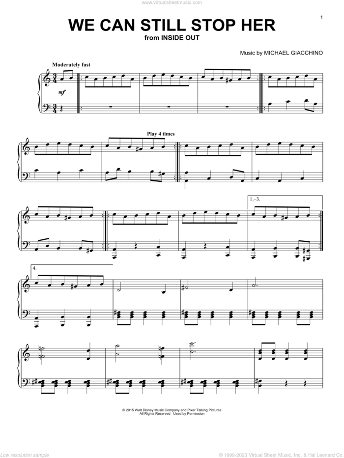 We Can Still Stop Her sheet music for piano solo by Michael Giacchino, intermediate skill level