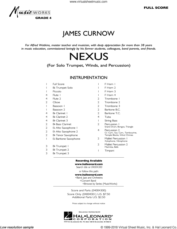 Nexus (COMPLETE) sheet music for concert band by James Curnow, intermediate skill level