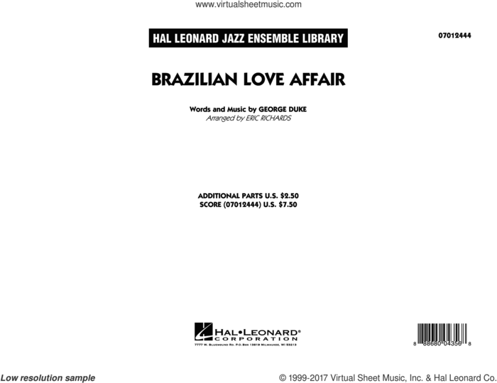 Brazilian Love Affair (COMPLETE) sheet music for jazz band by Eric Richards and George Duke, intermediate skill level