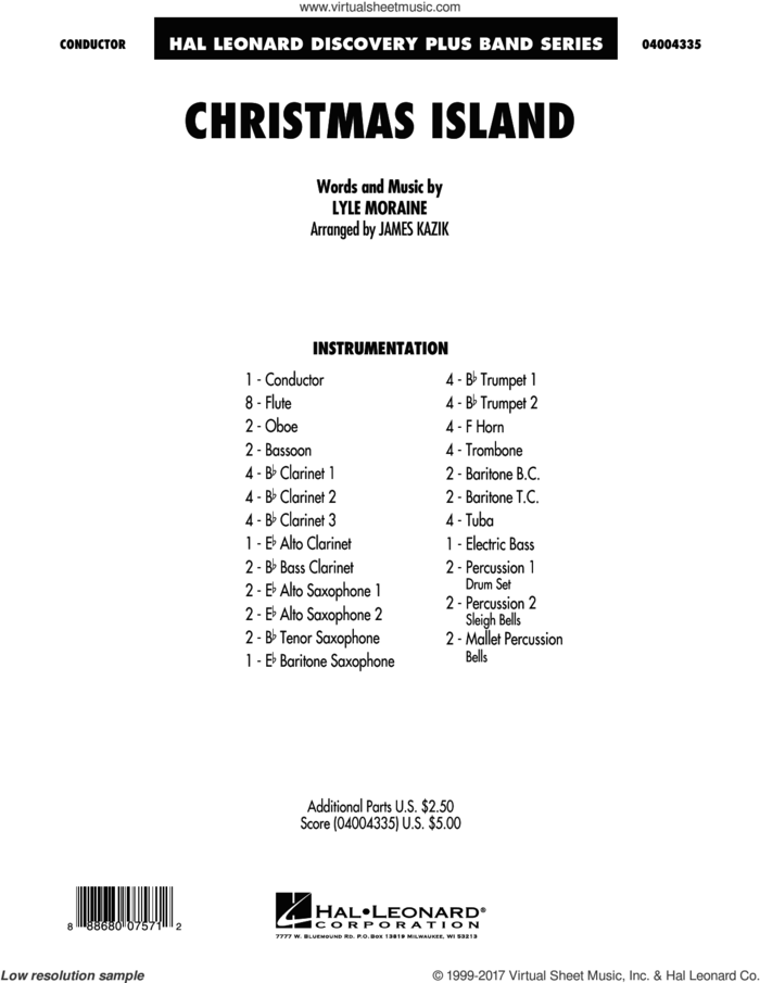 Christmas Island (COMPLETE) sheet music for concert band by James Kazik and Lyle Moraine, intermediate skill level
