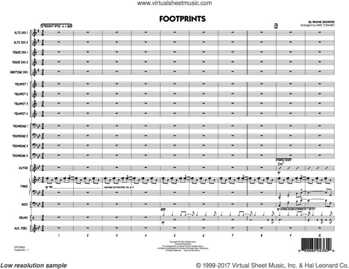 Footprints (COMPLETE) sheet music for jazz band by Wayne Shorter and Mike Tomaro, intermediate skill level