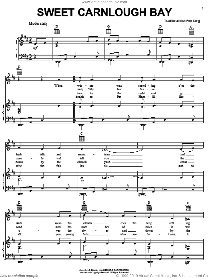 Sweet Carnloch Bay sheet music for voice, piano or guitar, intermediate skill level