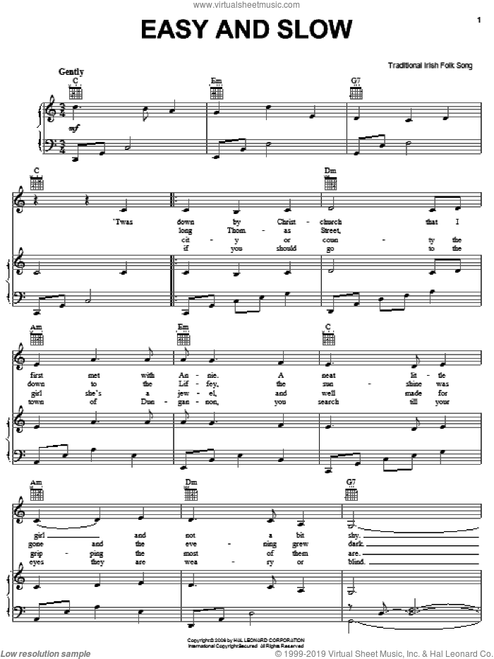 Easy And Slow sheet music for voice, piano or guitar, intermediate skill level