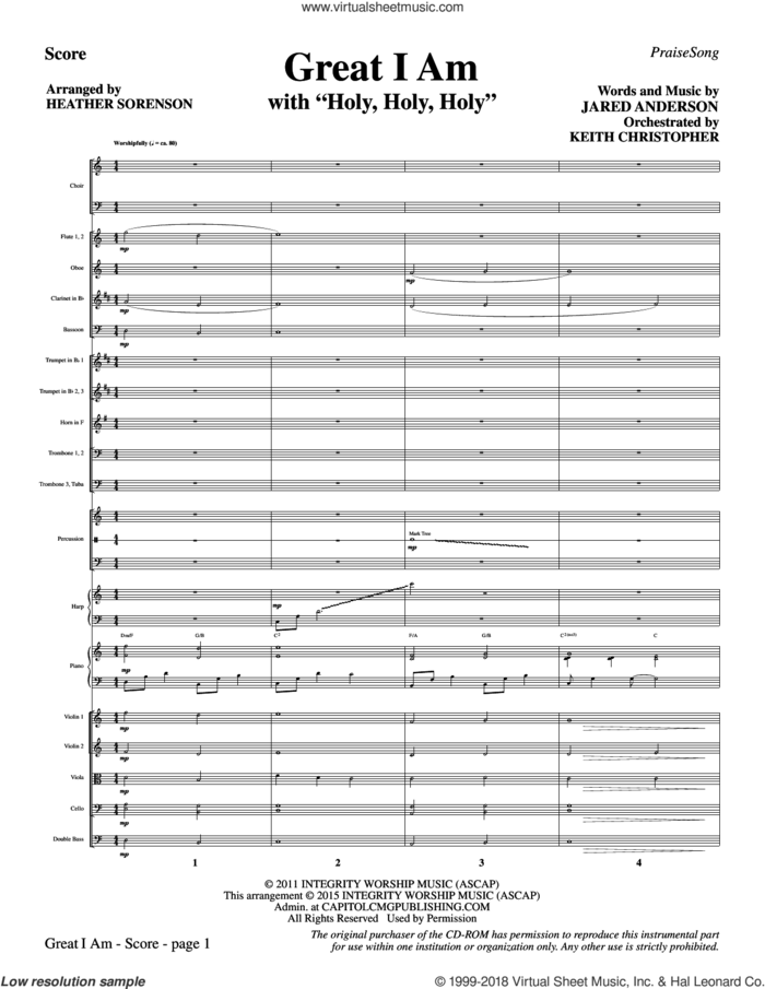 Great I Am (COMPLETE) sheet music for orchestra/band by Heather Sorenson and Jared Anderson, intermediate skill level