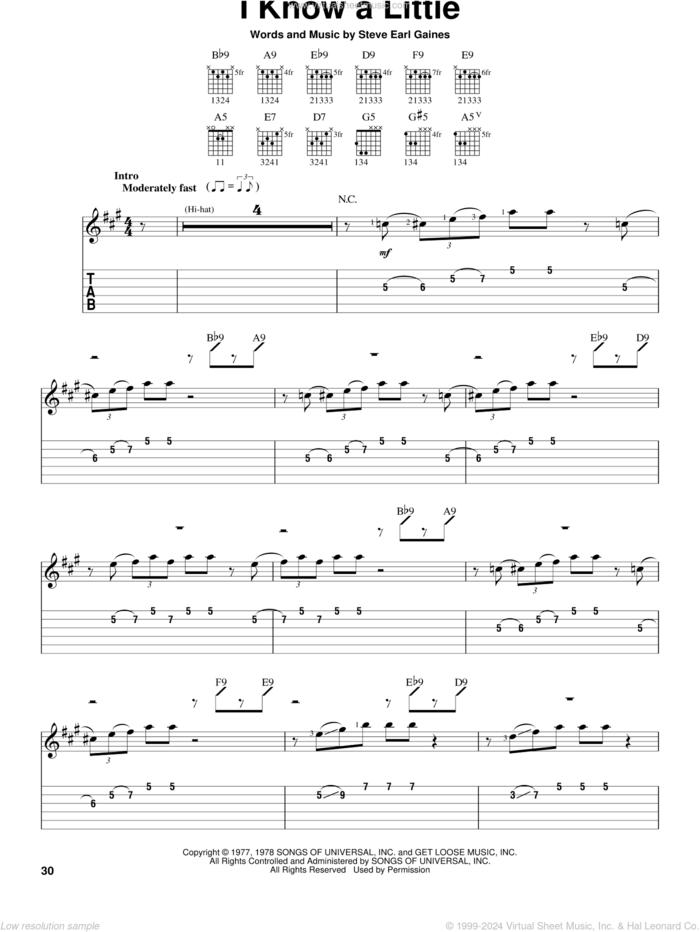 I Know A Little sheet music for guitar solo (easy tablature) by Lynyrd Skynyrd and Steve Gaines, easy guitar (easy tablature)