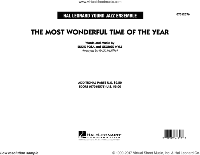 The Most Wonderful Time of the Year (COMPLETE) sheet music for jazz band by Paul Murtha, Eddie Pola and George Wyle, intermediate skill level