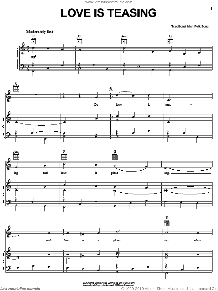 Love Is Teasing sheet music for voice, piano or guitar, intermediate skill level