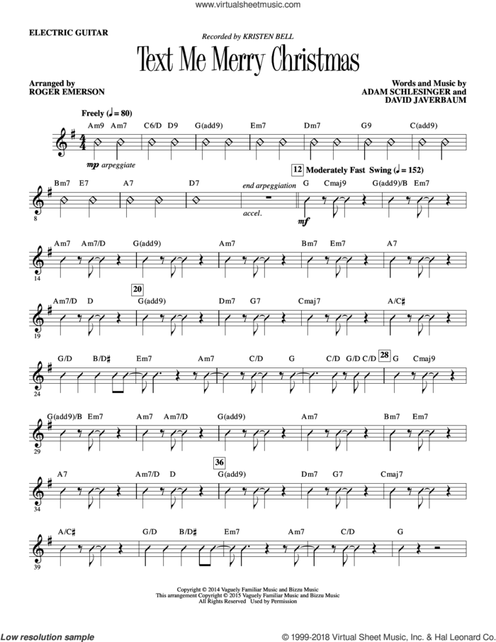 Text Me Merry Christmas (arr. Roger Emerson) (complete set of parts) sheet music for orchestra/band by Roger Emerson, Adam Schlesinger, David Javerbaum and Kristen Bell, intermediate skill level