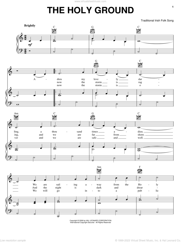 The Holy Ground sheet music for voice, piano or guitar, intermediate skill level