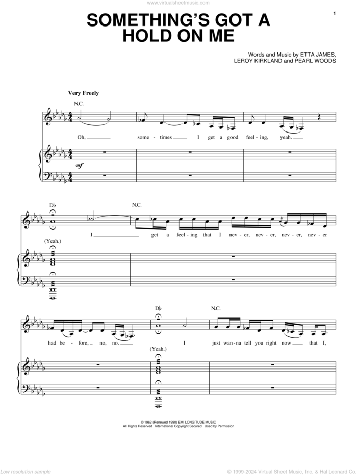 Something's Got A Hold On Me sheet music for voice and piano by Etta James, Leroy Kirkland and Pearl Woods, intermediate skill level