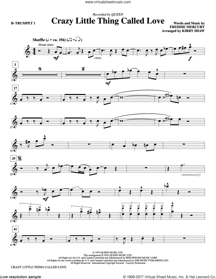 Crazy Little Thing Called Love (arr. Kirby Shaw) (complete set of parts) sheet music for orchestra/band by Kirby Shaw, Dwight Yoakam, Freddie Mercury and Queen, intermediate skill level